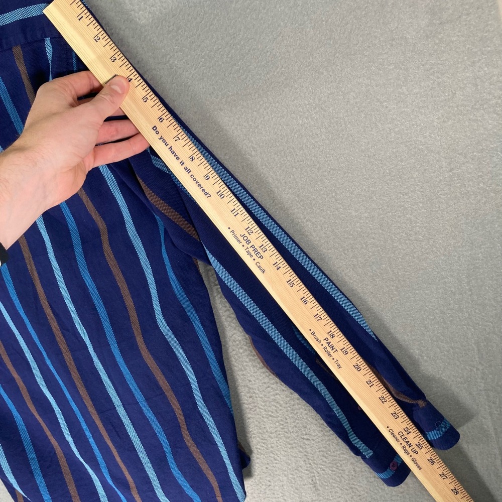 PRISTINO Mens Regular Fit Long Sleeve Button Down Shirt Size‎ L Blue Stripe - Picture 7 of 11